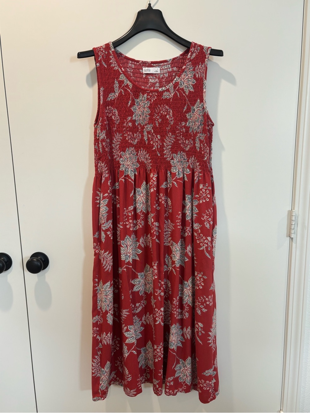 croft & barrow Rusty Red Floral Rayon Midi Dress, Size Large